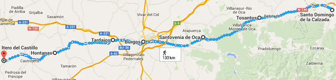 Itinerary from Santo Domingo de la Calzada to Itero de Castilla (9th week).